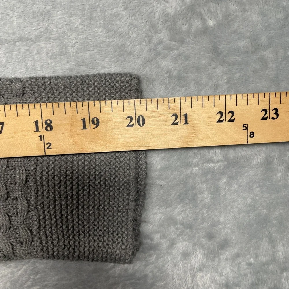 Dressbarn Sweater Womens Medium Gray Button Shoulder Basketweave Knit Pullover